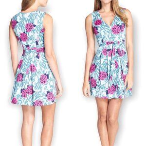 Plenty Ashley Floral Jacquard Dress size 10p, blue pink, NWT
